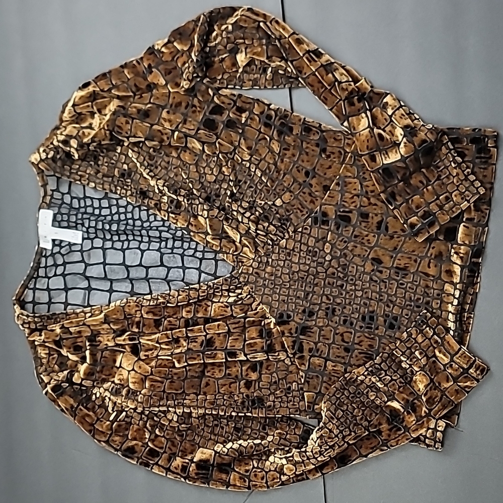 Leith Fitted Velvet Animal Print Top - Small